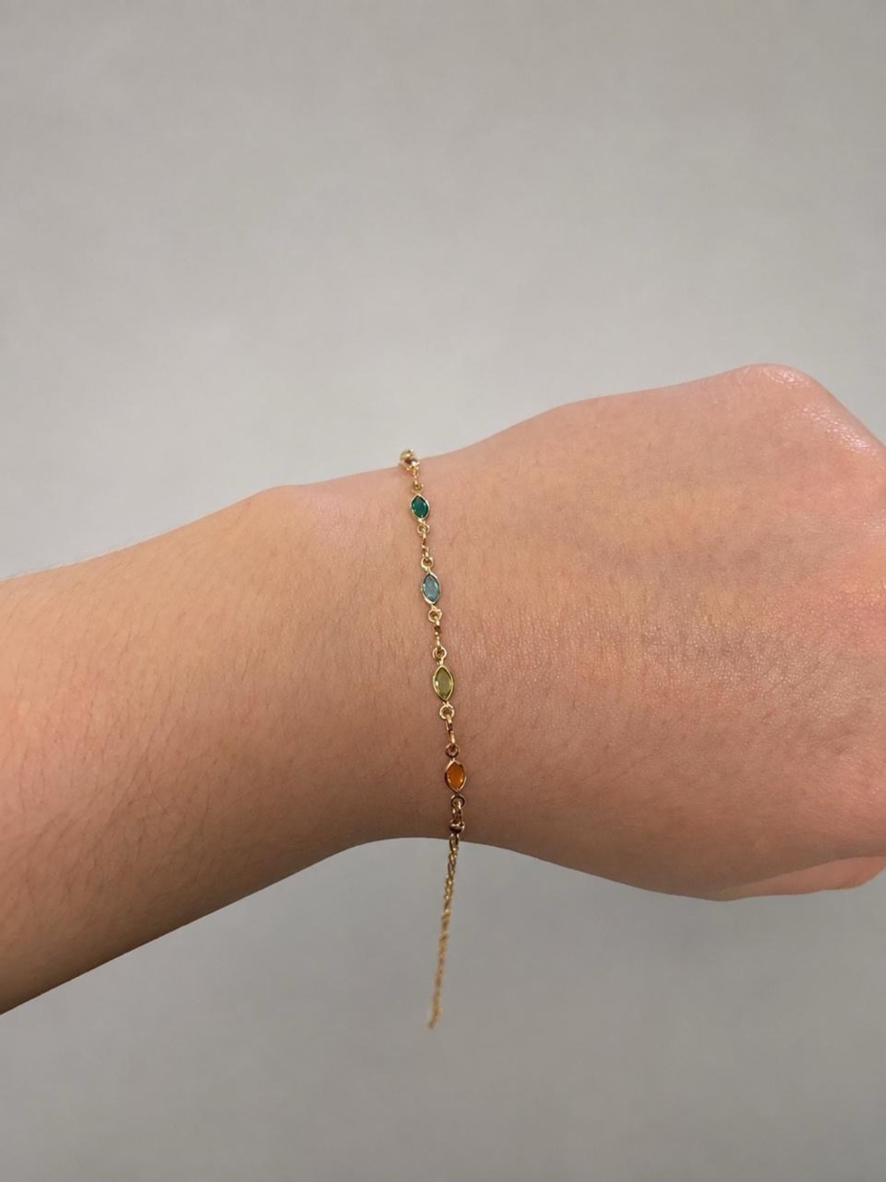 18K Gold-Filled Multicolor Gemstone Bracelet